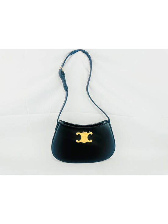 Celine Handbags - CELINE Medium Tilly Shoulder Bag Black Shiny Calfskin Triomphe